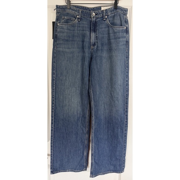 Rag & Bone Women's 31 Lori Wide Leg Denim Jeans Mid Rise Covington Wash NWT $258